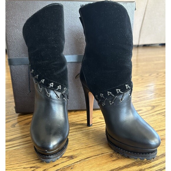 Alaia Shoes - Alaia Azzedine Lace-Up Leather Suede Platform Ankle High Heel Booties EU 38.5